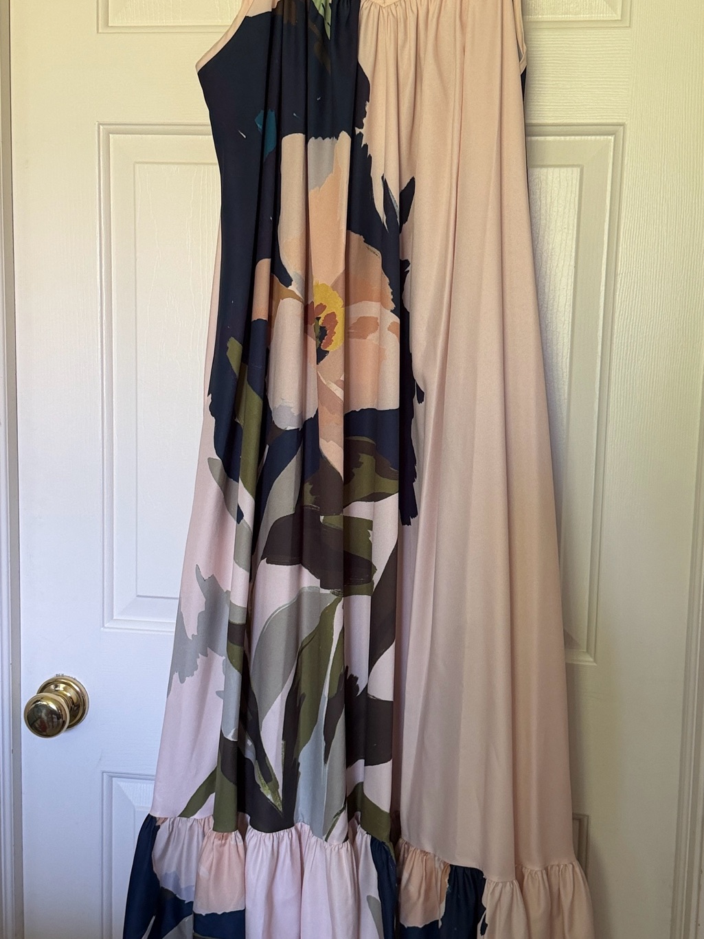 Buxom Blush And Navy Floral Panel Maxi Dress